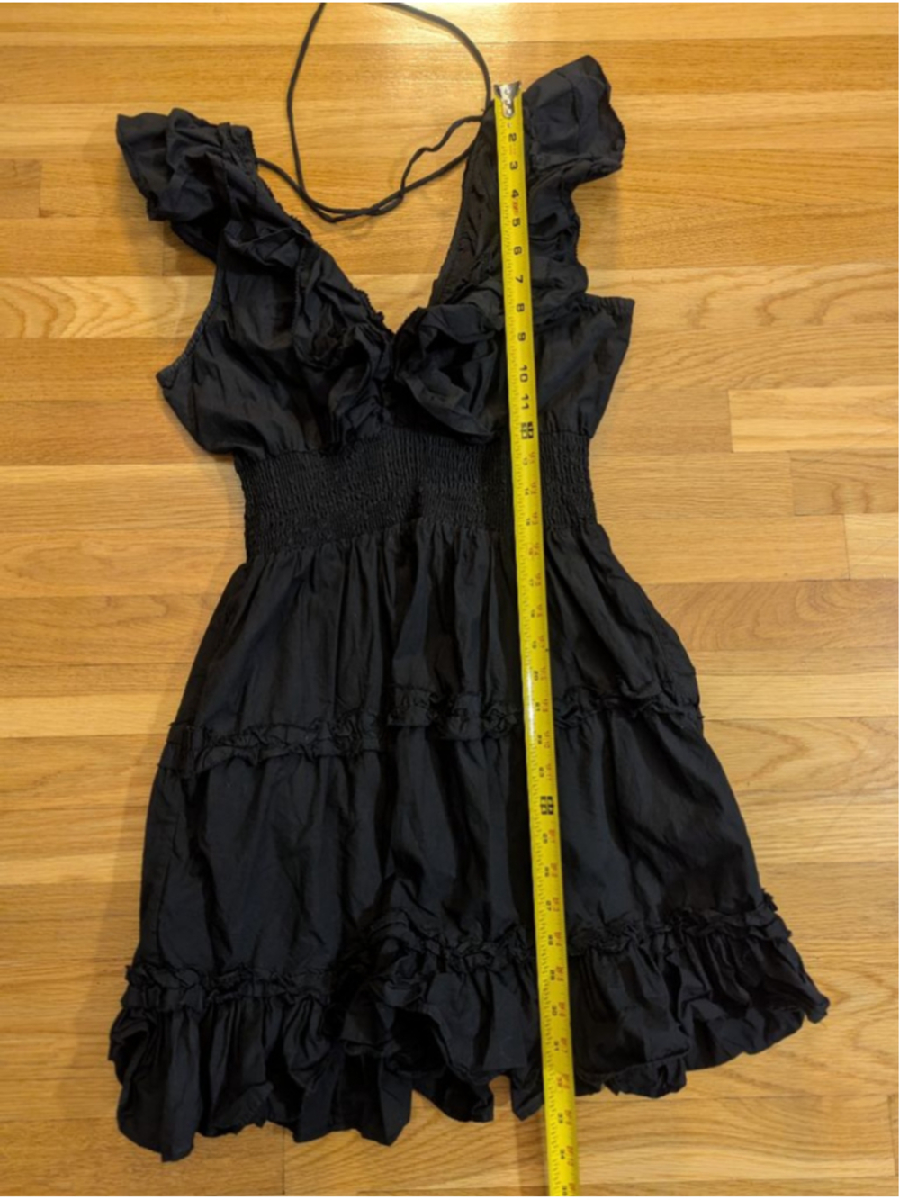House of Harlow 1960 Black Ruffle V Neck Dress Medium - Picture 8 of 10
